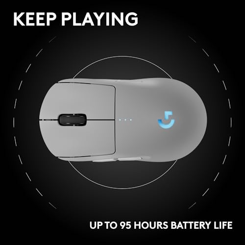 Logitech G PRO 2 Lightspeed Wireless Gaming Mouse, Right- or Left-Handed Mouse with up to 4 Customizable and Switchable Magnetic Side Buttons, 44K DPI Sensor, USB-C Charging, for PC/Mac - White