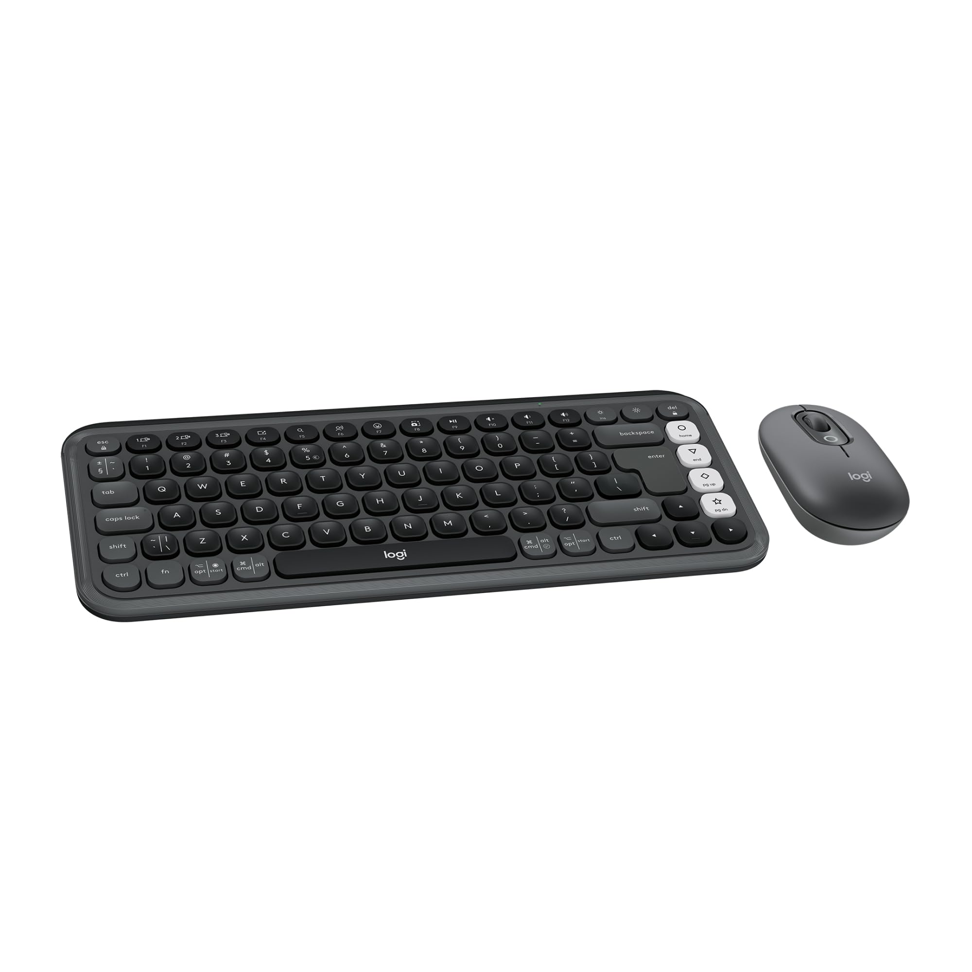 Logitech POP ICON Combo, Bluetooth Keyboard and Mouse Combo, Comfortable Typing, programmable Keys and Buttons, Quiet clicks, Easy-Switch up to 3 Devices - Graphite and Off-White