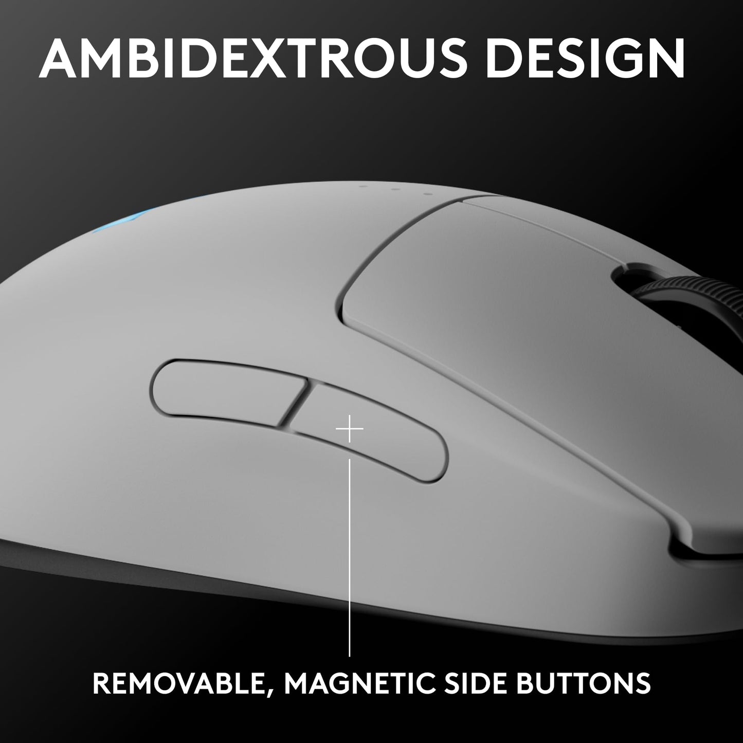 Logitech G PRO 2 Lightspeed Wireless Gaming Mouse, Right- or Left-Handed Mouse with up to 4 Customizable and Switchable Magnetic Side Buttons, 44K DPI Sensor, USB-C Charging, for PC/Mac - White