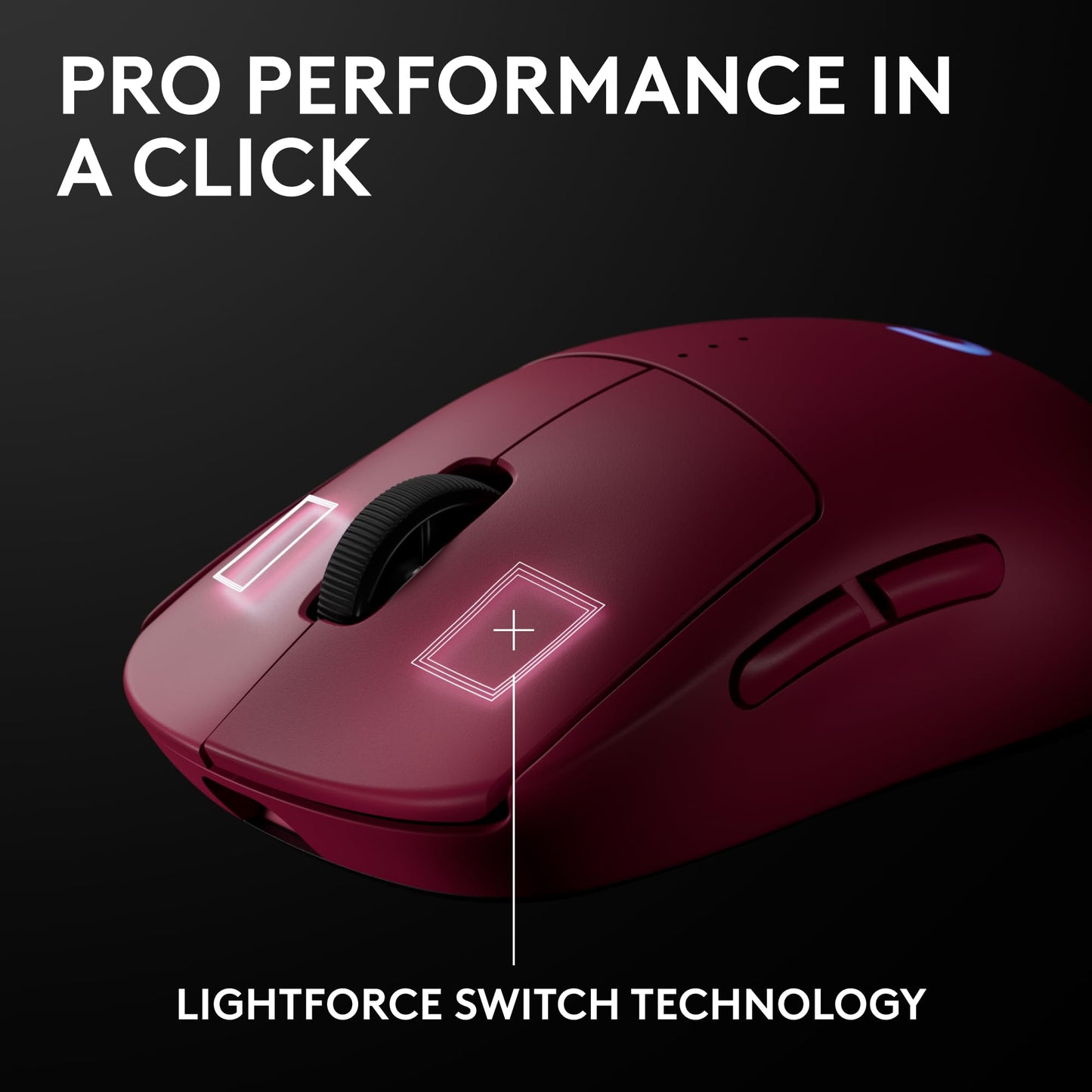 Logitech G PRO 2 Lightspeed Wireless Gaming Mouse, Right- or Left-Handed Mouse with up to 4 Customizable and Switchable Magnetic Side Buttons, 44K DPI Sensor, USB-C Charging, for PC/Mac - Magenta