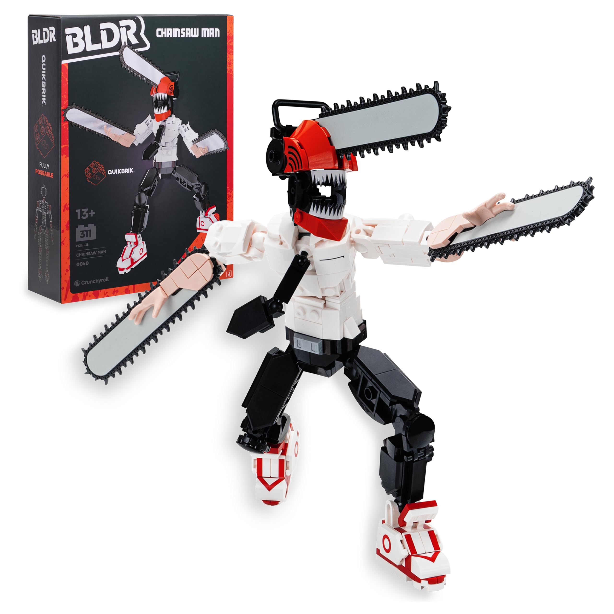 BLDR Chainsaw Man Buildable Action Figure Construction Set 0040-10-Inch Articulated Constructible Figure with 311 Pieces