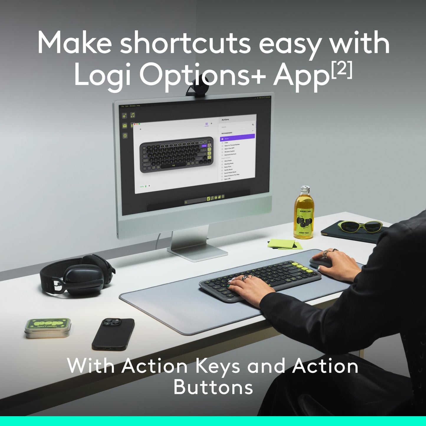 Logitech POP ICON Combo, Bluetooth Keyboard and Mouse Combo, Comfortable Typing, programmable Keys and Buttons, Quiet clicks, Easy-Switch up to 3 Devices - Graphite and Off-White