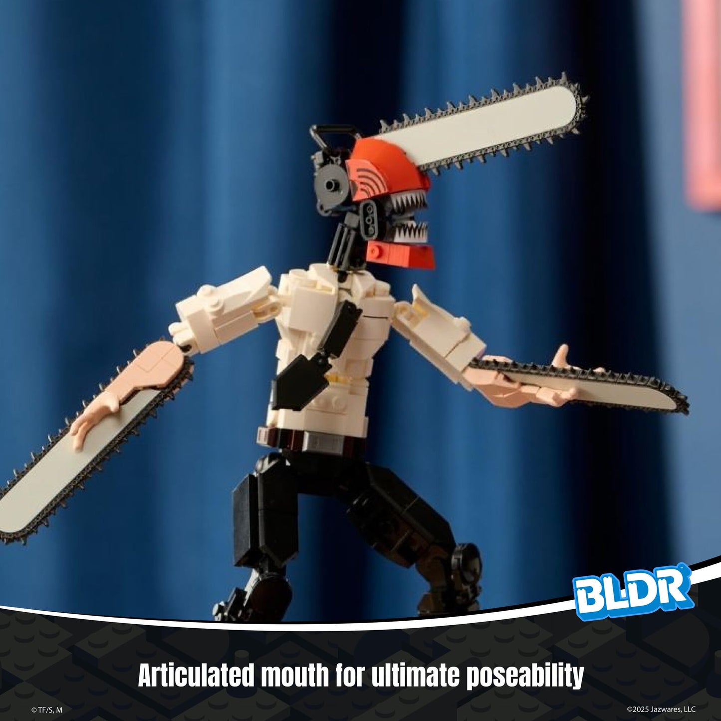 BLDR Chainsaw Man Buildable Action Figure Construction Set 0040-10-Inch Articulated Constructible Figure with 311 Pieces