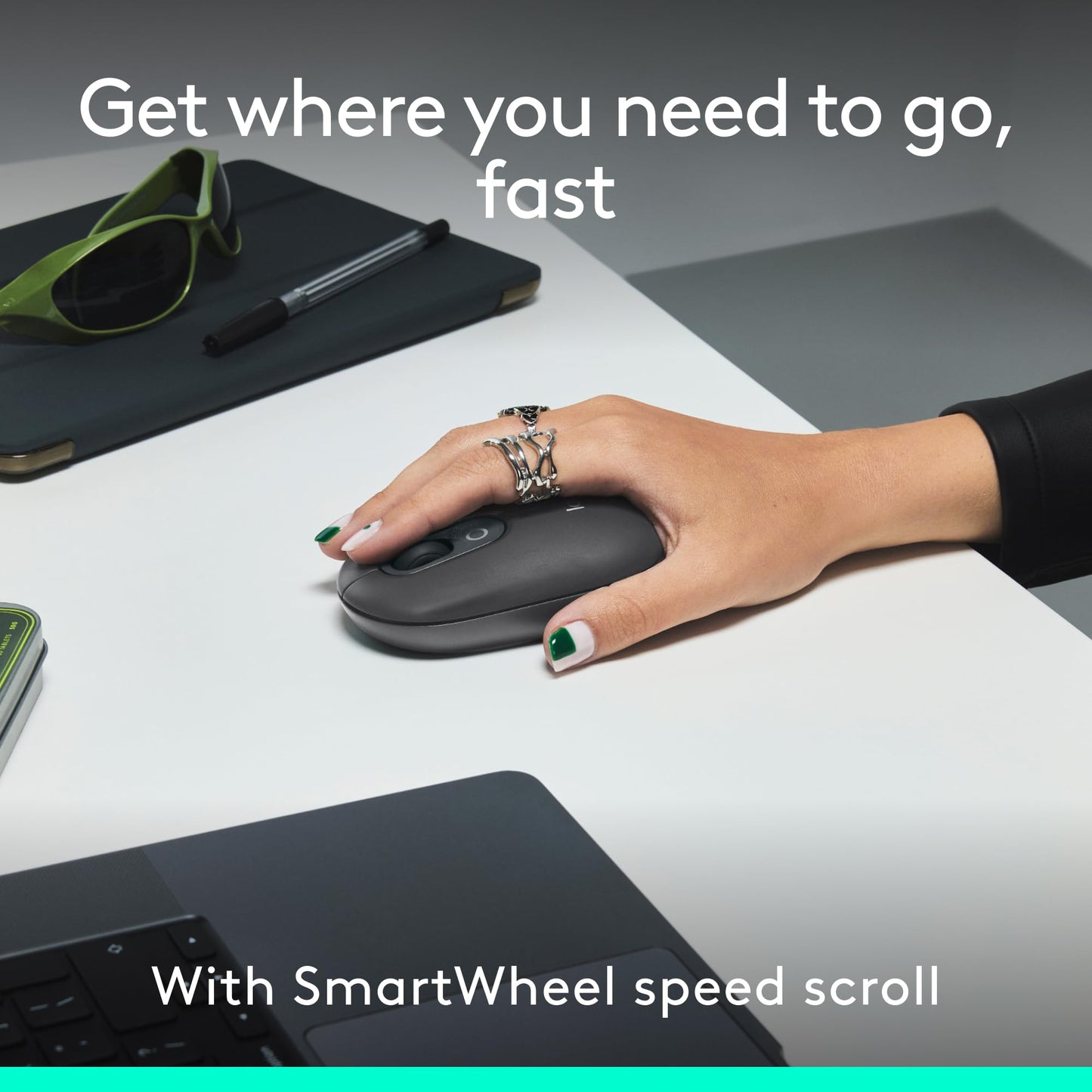 Logitech POP ICON Combo, Bluetooth Keyboard and Mouse Combo, Comfortable Typing, programmable Keys and Buttons, Quiet clicks, Easy-Switch up to 3 Devices - Graphite and Off-White