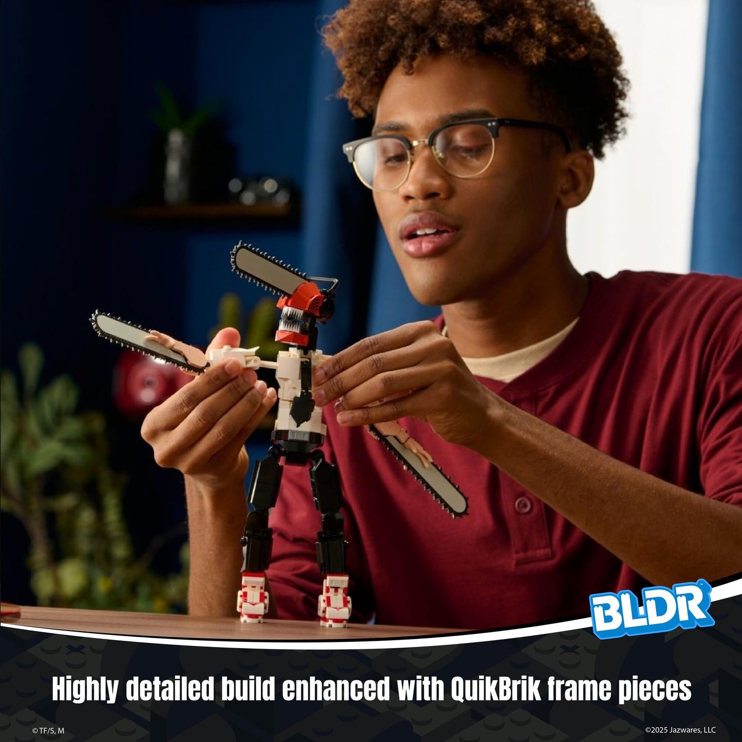 BLDR Chainsaw Man Buildable Action Figure Construction Set 0040-10-Inch Articulated Constructible Figure with 311 Pieces