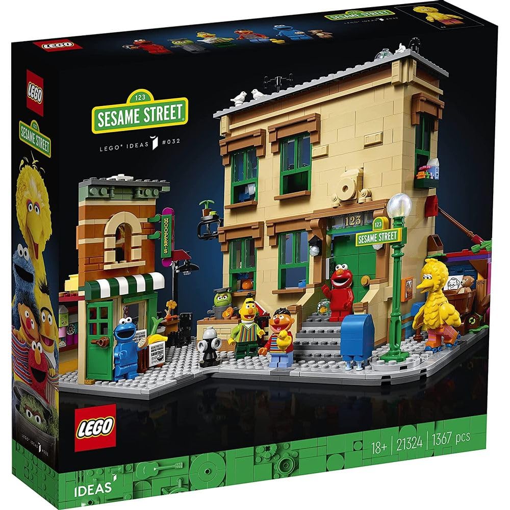 LEGO Ideas 123 Sesame Street 21324 Building Kit; Awesome Build-and-Display Model for Adults Featuring Elmo, Cookie Monster, Oscar The Grouch, Bert, Ernie and Big Bird, New 2021 (1,367 Pieces)