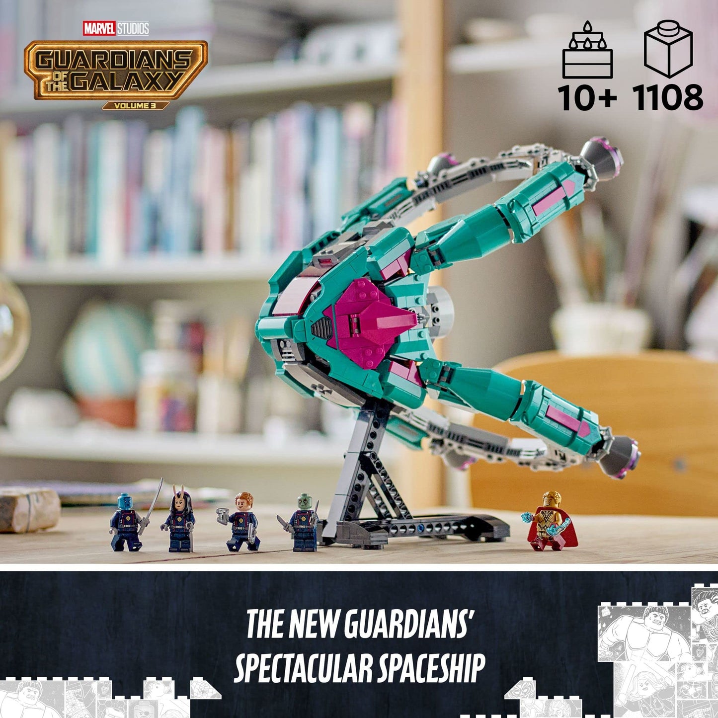 LEGO Marvel The New Guardians’ Ship 76255, Spaceship Building Toy with 5 Minifigures, Collectible Model from Guardians of The Galaxy 3, Displayable Super Hero Gift Idea for Kids and Teens Ages 10+