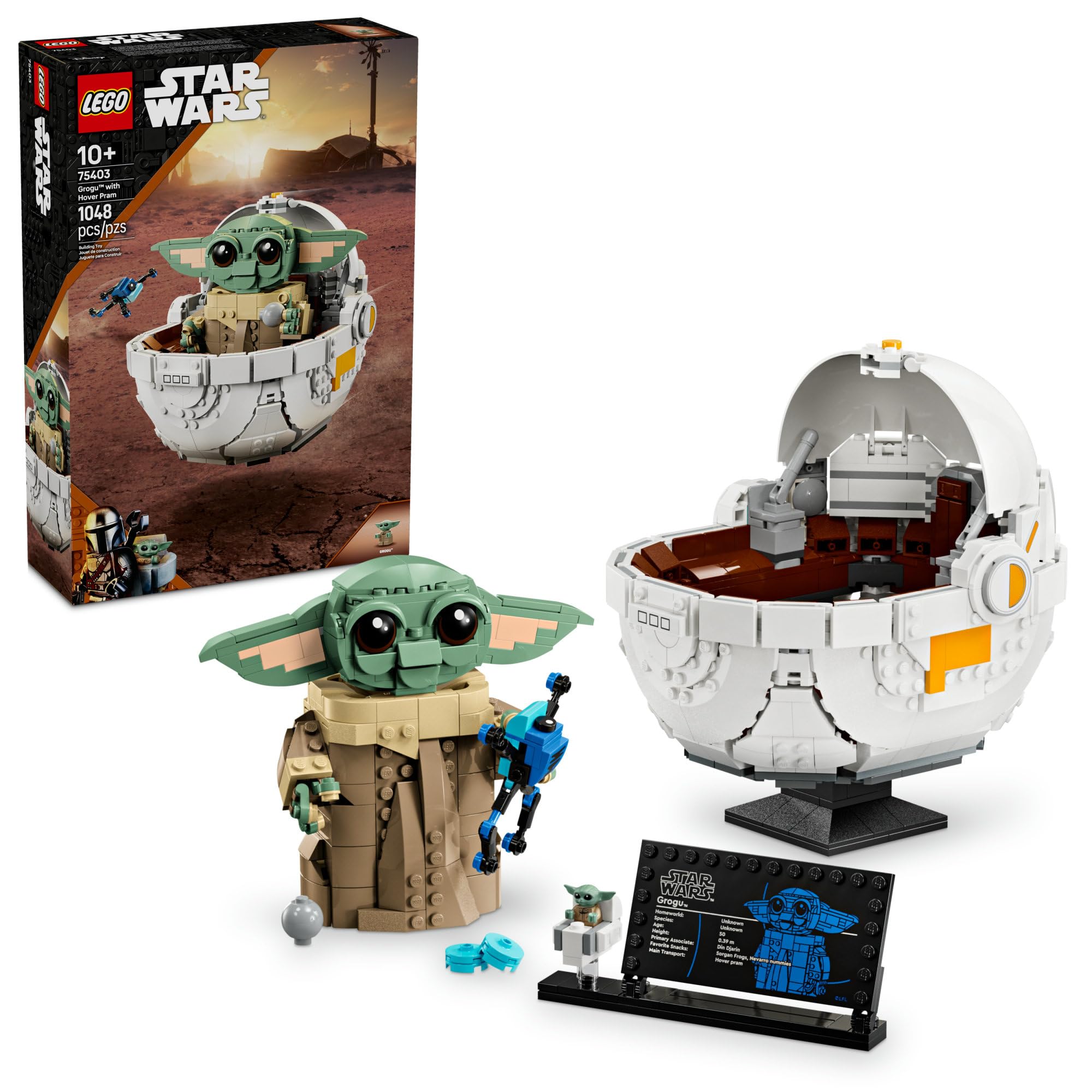 LEGO Star Wars: The Mandalorian Grogu with Hover Pram Building Toy Set - Star Wars Toy for Kids, Boys and Girls, Ages 10+ - Gift Idea for Birthday - 75403