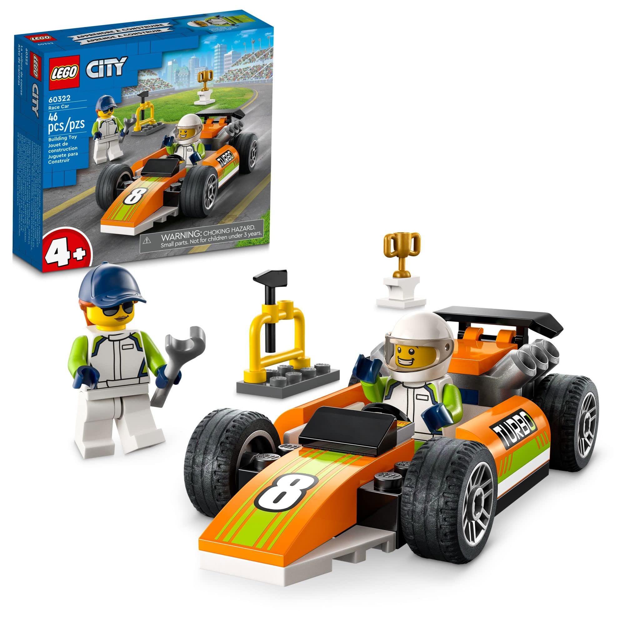 LEGO City Great Vehicles Race Car, 60322 F1 Style Toy for Preschool Kids 4 Plus Years Old, with Mechanic and Racing Driver Minifigures