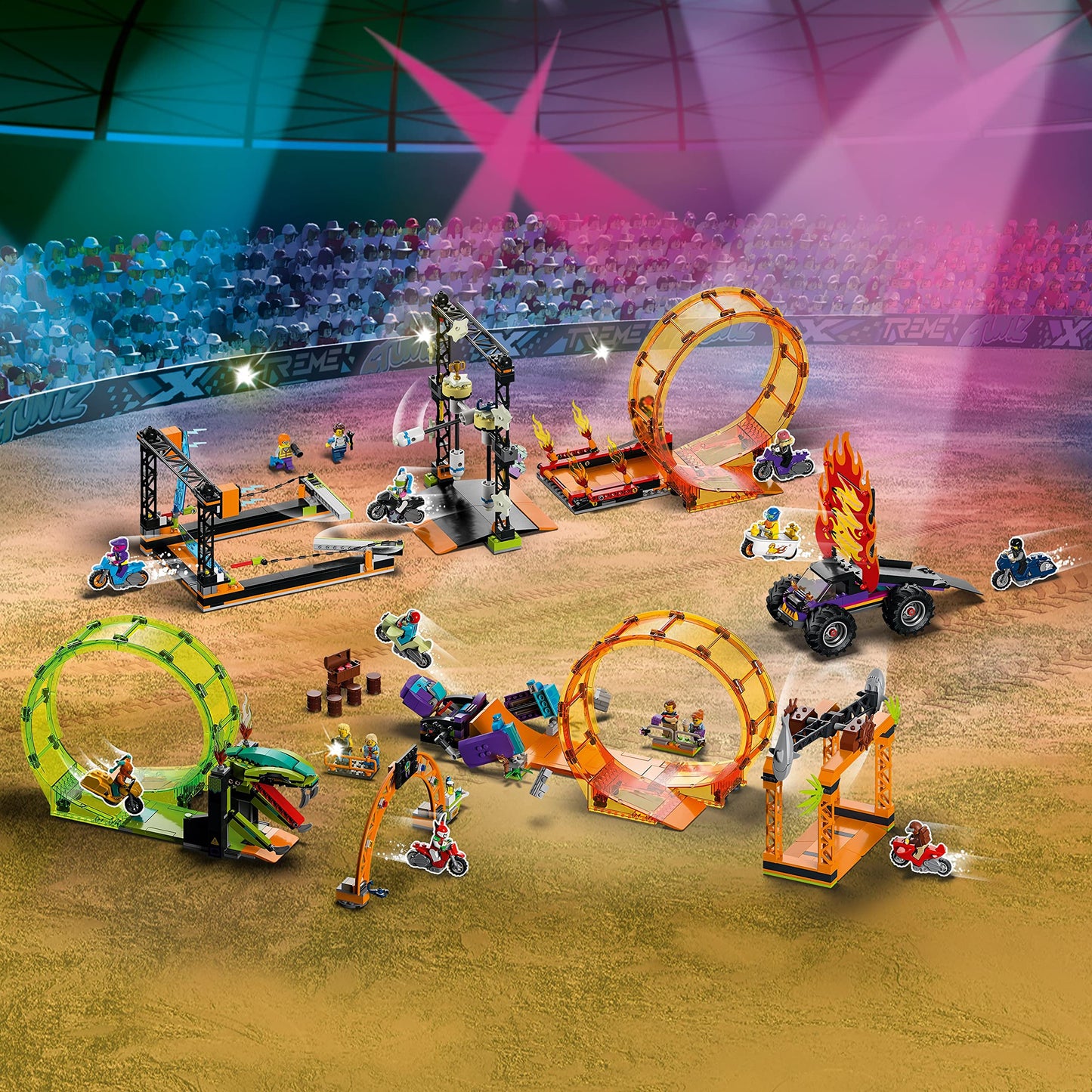 LEGO City Stuntz Smashing Chimpanzee Stunt Loop 60338 with Flywheel Toy Motorcycle, Ramp, Chimp Prop and 3 Minifigures, Gift for Kids Aged 7 Plus