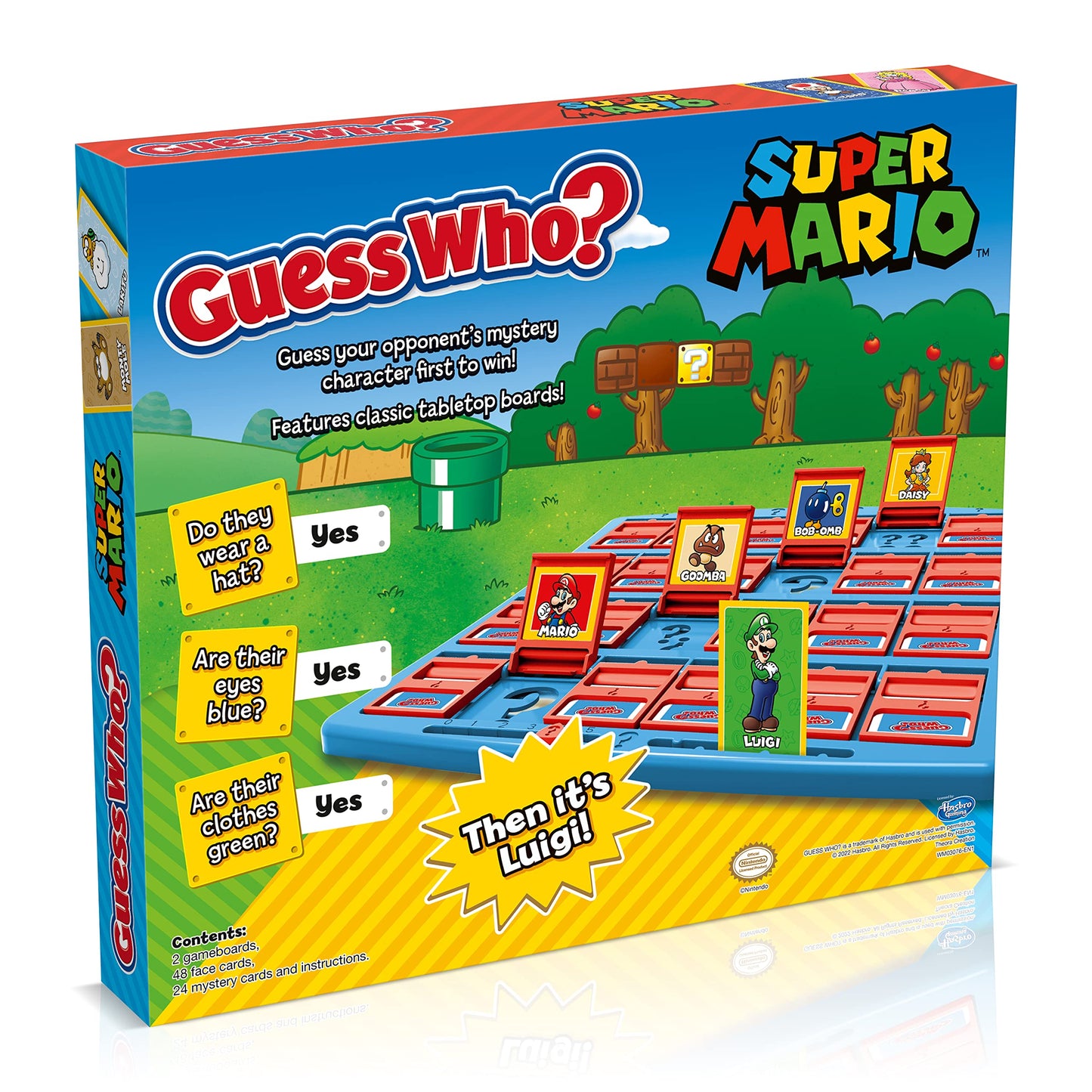Winning Moves Super Mario Guess Who? Board Game, Play with Classic Nintendo Characters Including Mario, Luigi, Peach, Bowser, and Donkey Kong, 2 Players Makes a Great Gift for Ages 3 Plus