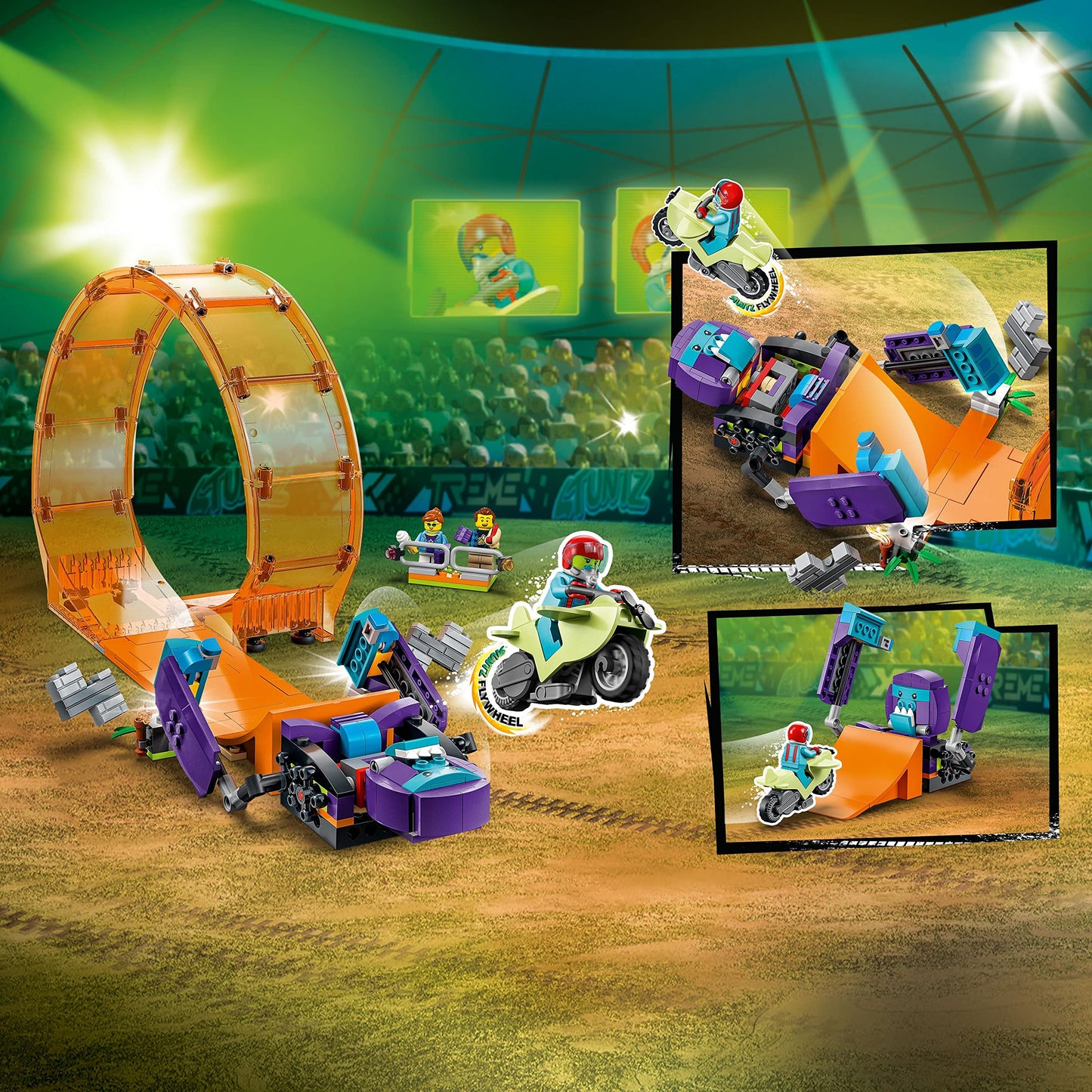 LEGO City Stuntz Smashing Chimpanzee Stunt Loop 60338 with Flywheel Toy Motorcycle, Ramp, Chimp Prop and 3 Minifigures, Gift for Kids Aged 7 Plus