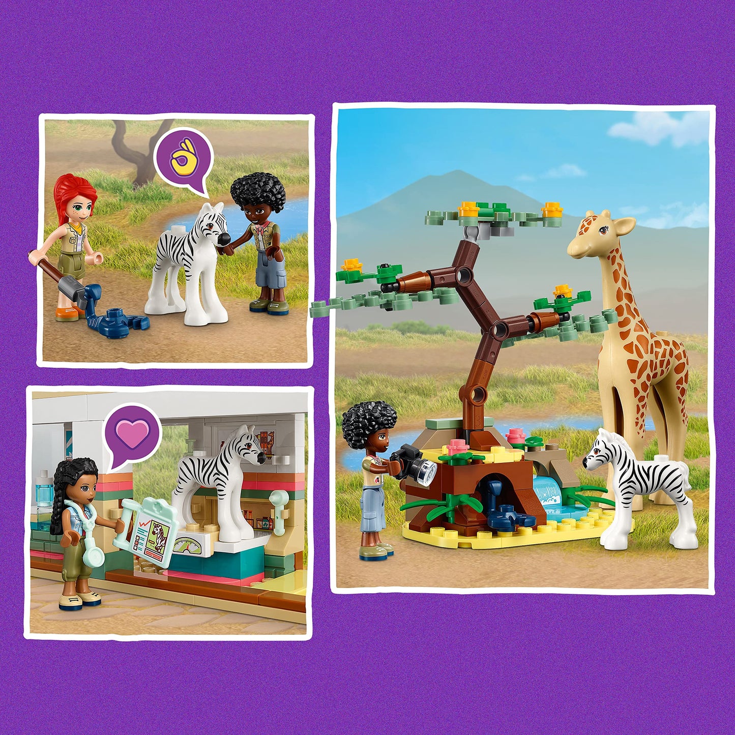 LEGO Friends Mia's Wildlife Rescue Toy 41717 with Zebra and Giraffe Safari Animal Figures Plus 3 Mini Dolls, Birthday Gift Idea for Kids, Girls & Boys Age 7 Plus Years Old