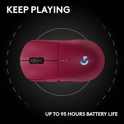 Logitech G PRO 2 Lightspeed Wireless Gaming Mouse, Right- or Left-Handed Mouse with up to 4 Customizable and Switchable Magnetic Side Buttons, 44K DPI Sensor, USB-C Charging, for PC/Mac - Magenta