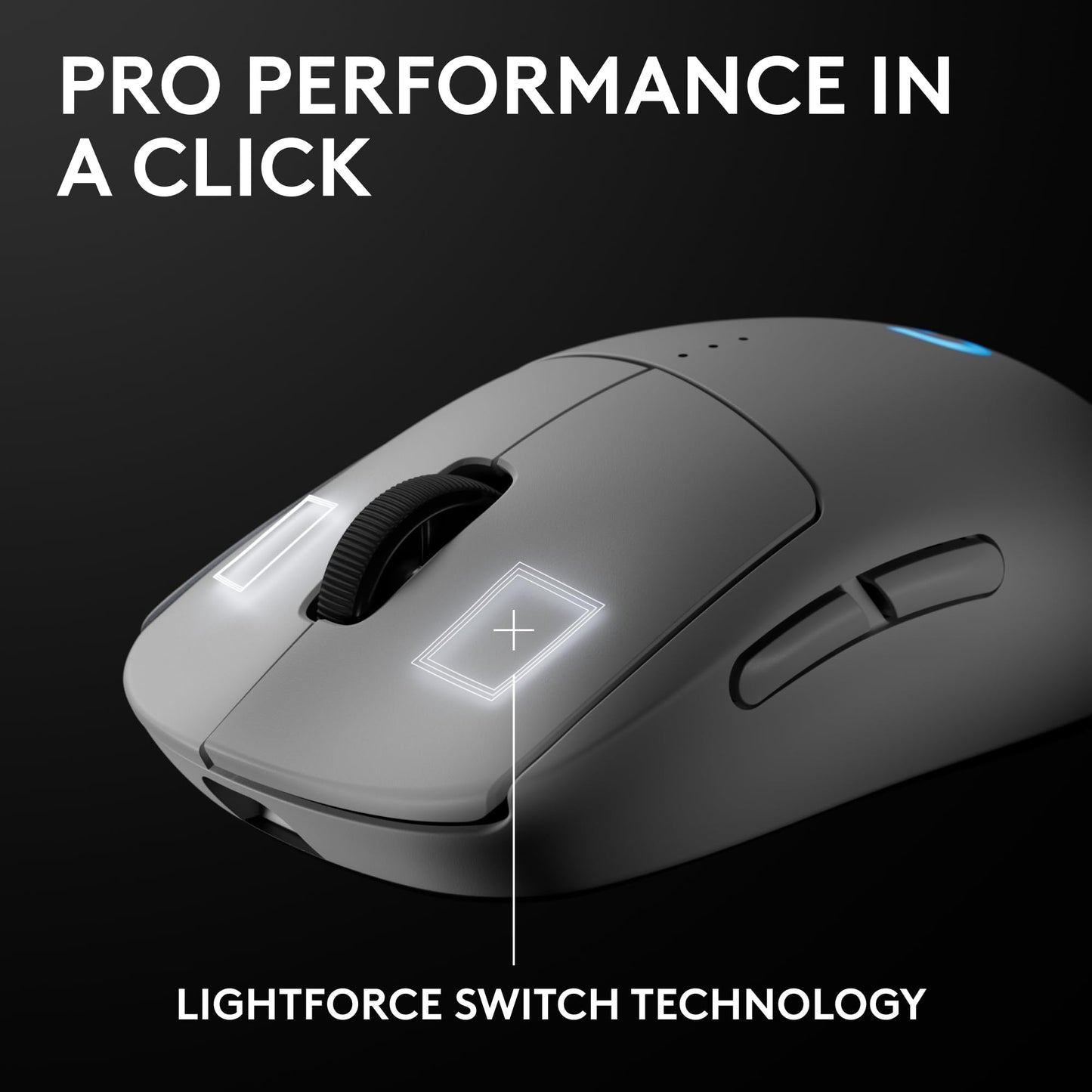 Logitech G PRO 2 Lightspeed Wireless Gaming Mouse, Right- or Left-Handed Mouse with up to 4 Customizable and Switchable Magnetic Side Buttons, 44K DPI Sensor, USB-C Charging, for PC/Mac - White