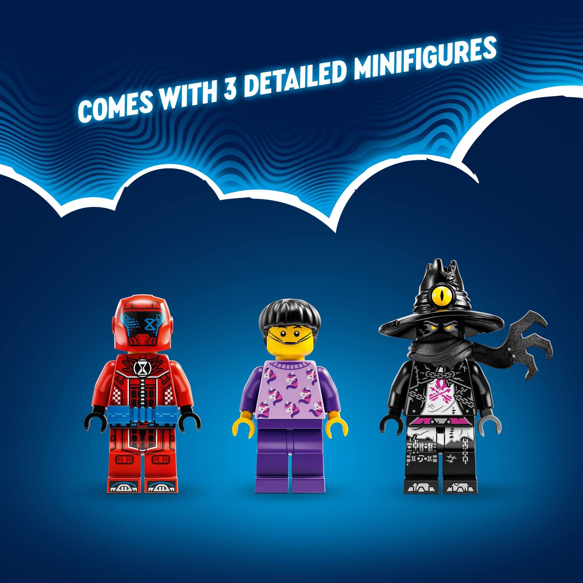 LEGO DREAMZzz Crocodile Car 71458 Building Toy Set, Rebuilds from Car to Off-Roader Truck Toy and Mini-Boat, Features Cooper, Jayden, and The Night Hunter Minifigures, Birthday Gift for 8 Year Olds