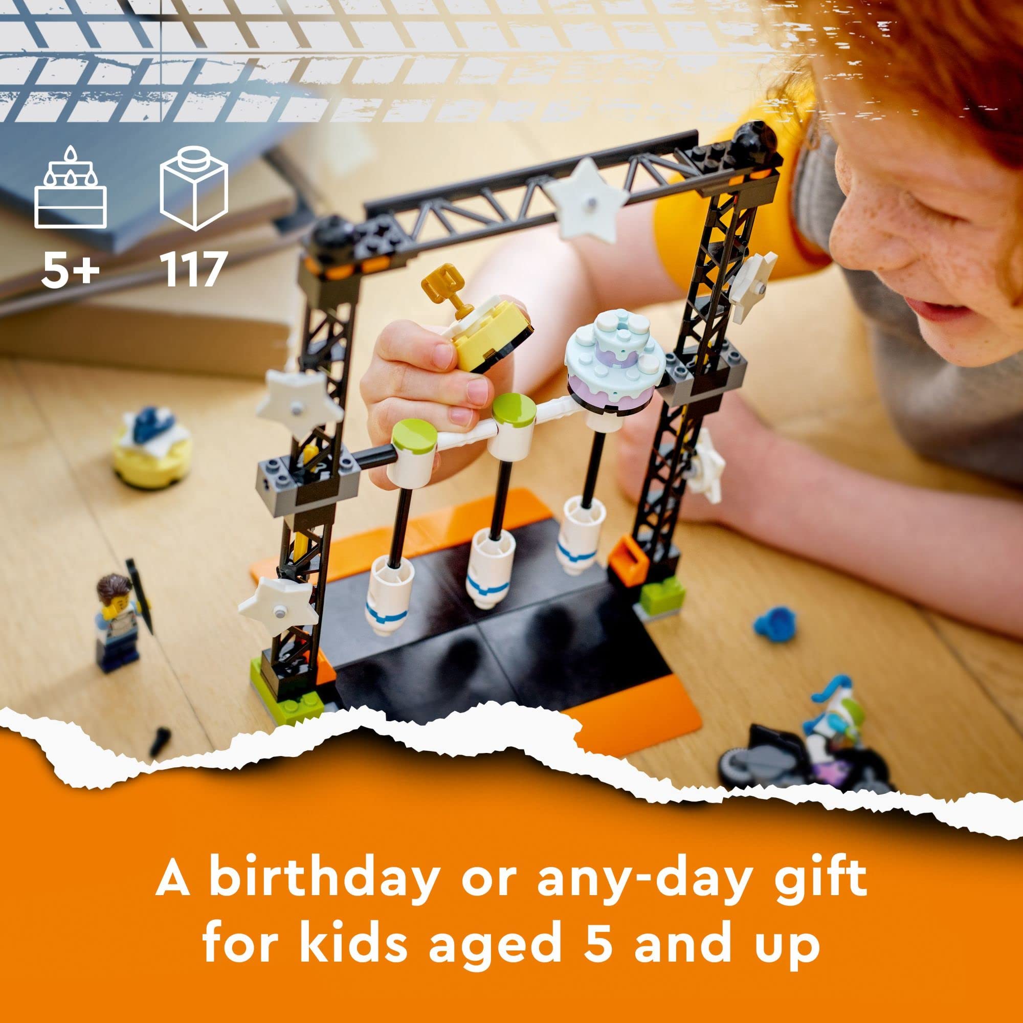 LEGO City Stuntz The Knockdown Stunt Challenge Playset, 60341 Adventure TV Series Action Toy for Kids Aged 5 Plus with Stunt Bike, Racer & Accessories