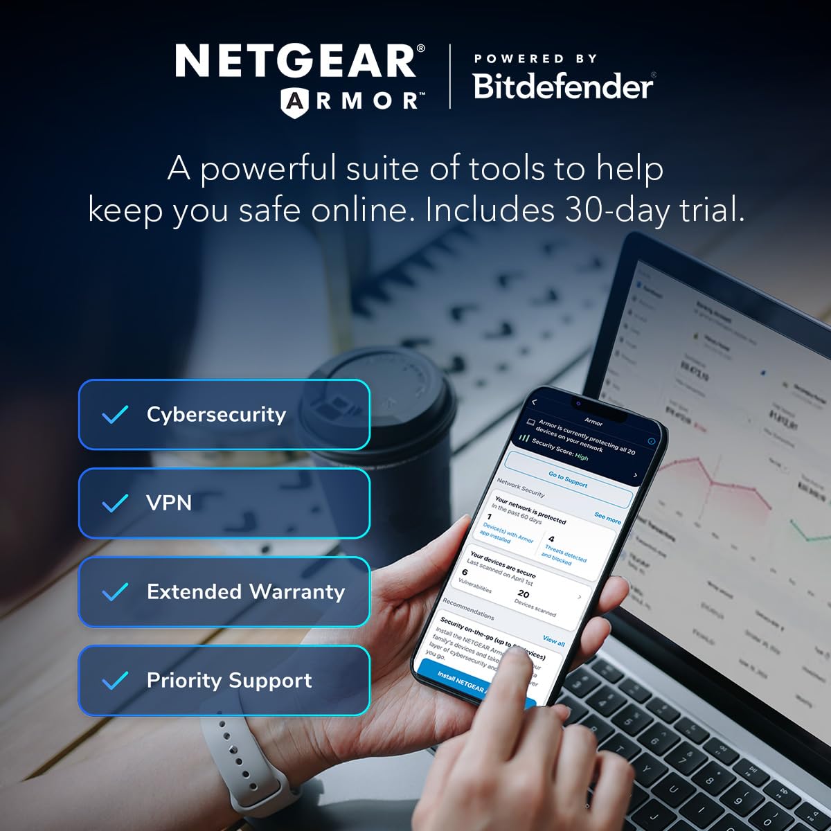 NETGEAR Nighthawk WiFi 6 Router (RAX43) - Security Features, 5-Stream Dual-Band Gigabit Router, AX4200 Wireless Speed (Up to 4.2 Gbps), Covers up to 2,500 sq.ft. and 25 Devices