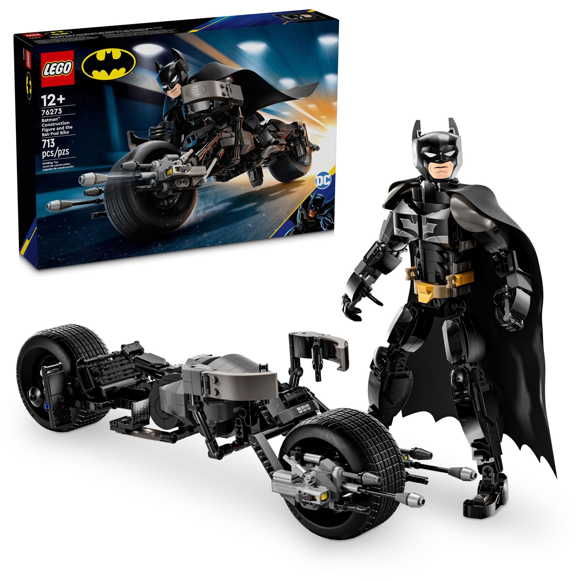 LEGO DC Batman Construction Figure & The Bat-Pod Bike Building Toys - Batman Action Figure from The Dark Knight for Boys & Girls, Ages 12+ - Superhero Gift Ideas for Kids - 76273