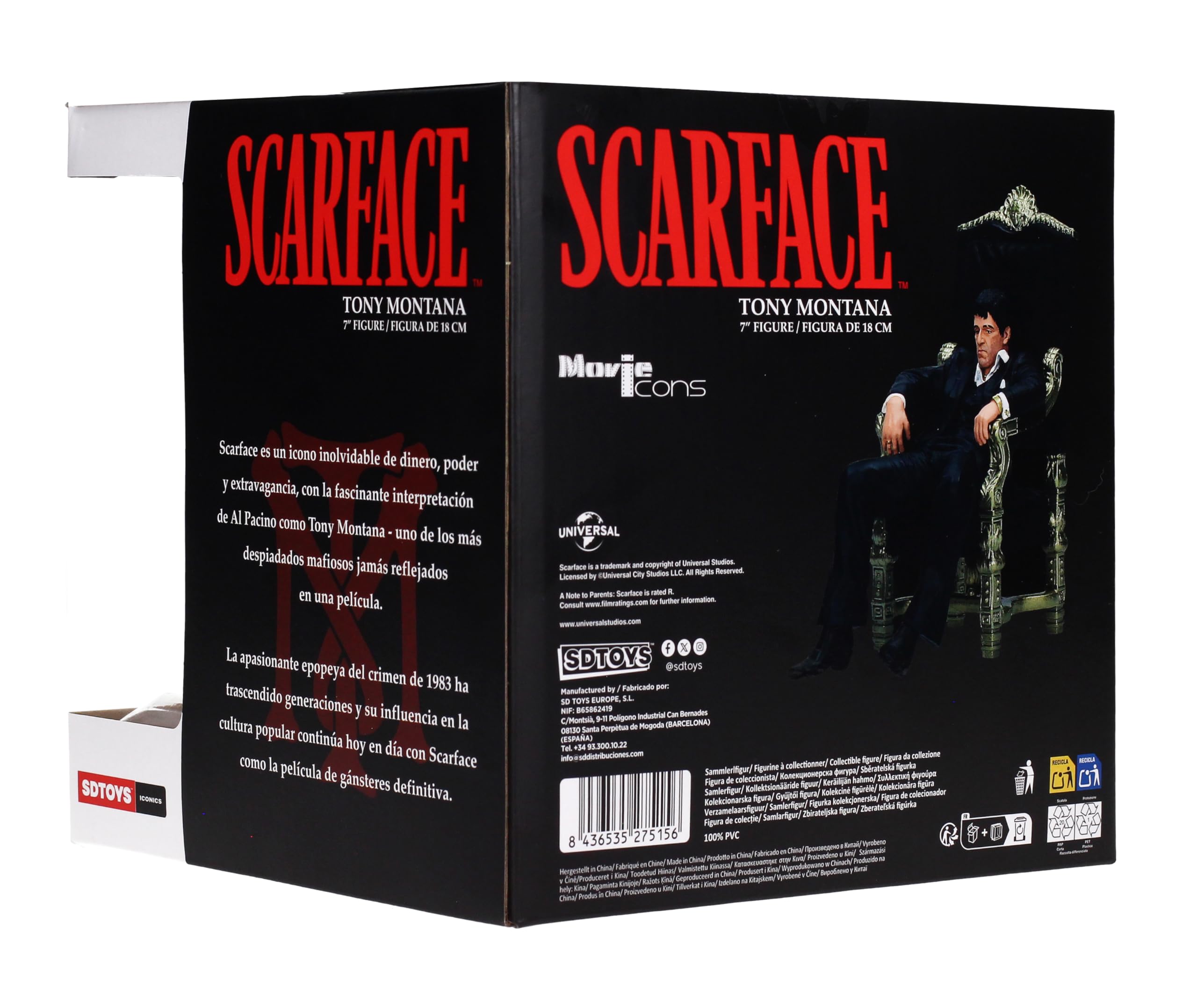 SD Toys Movie Icons Scarface: Tony Montana Throne 7" Figure