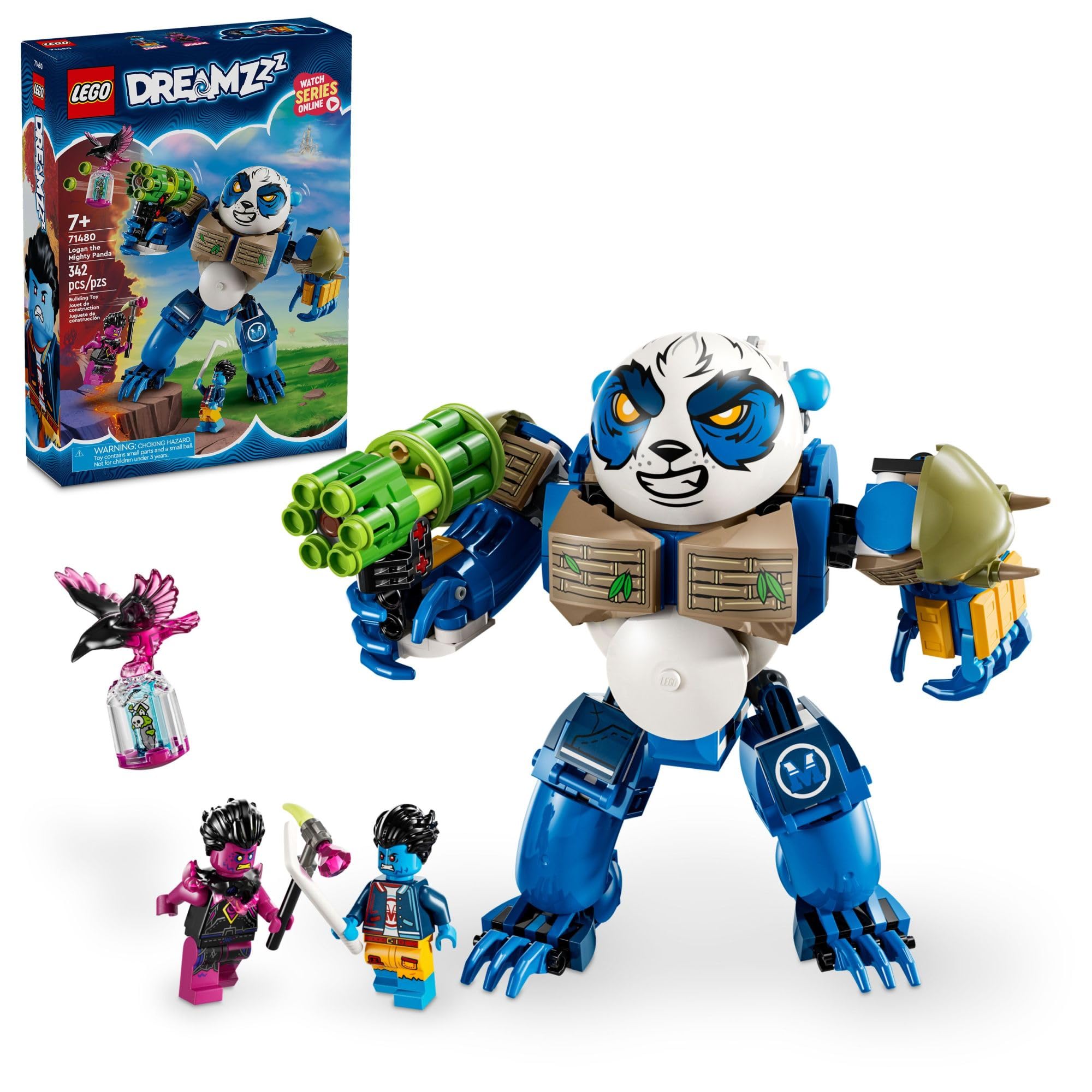 LEGO DREAMZzz Logan The Mighty Panda Animal Toy with 2 Minifigures Included, Rebuildable Animal Playset, Creative Gift for Kids Ages 7 and up, 71480
