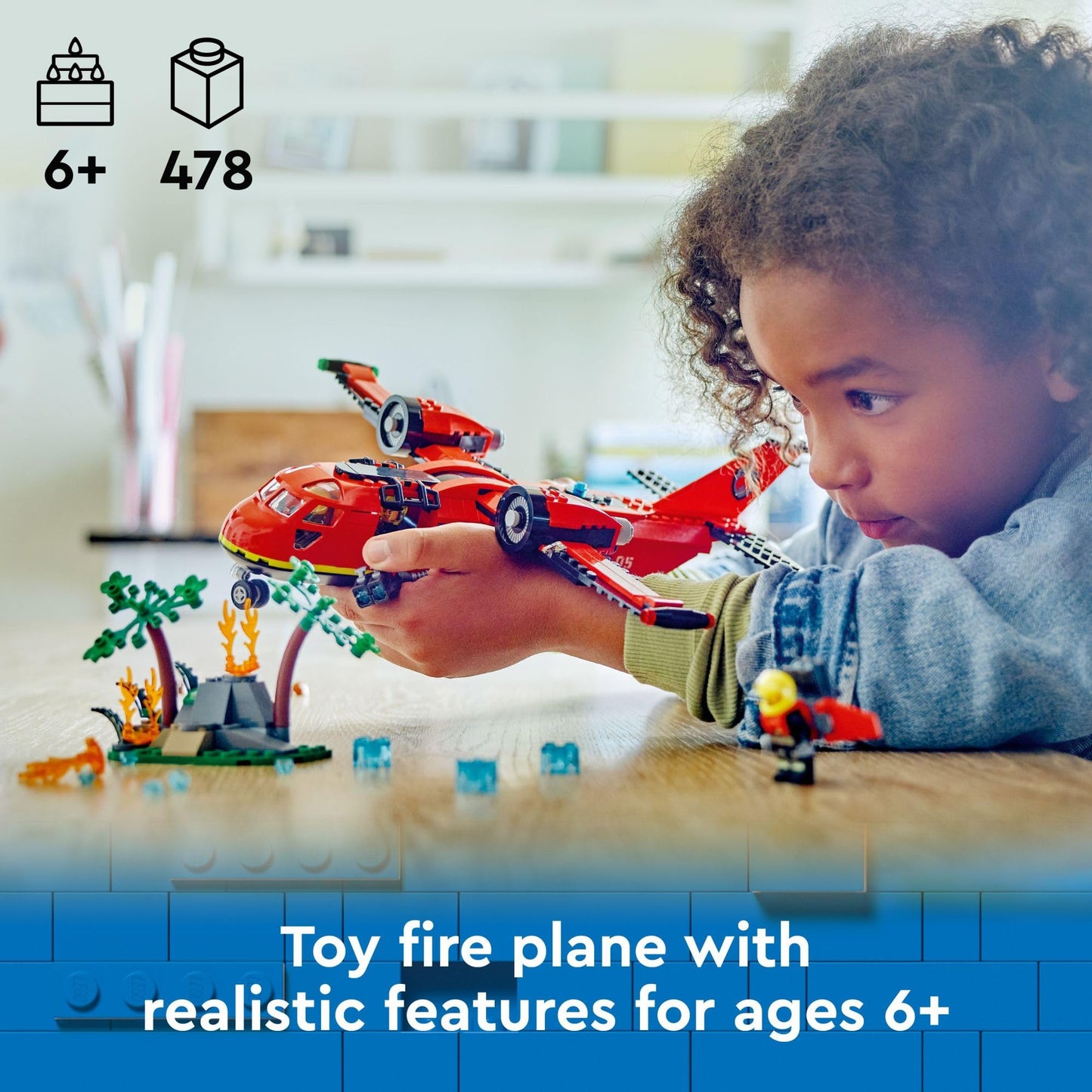 LEGO City Fire Rescue Plane Toy - Building Blocks Playset for Boys & Girls, Ages 6+ - Pretend Play for Role Play for Kids - Gift for Birthdays - 60413