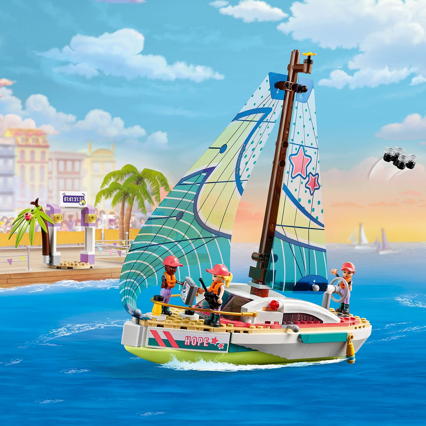 LEGO Friends Stephanie's Sailing Adventure Toy Boat Set 41716, Sailboat Building Toy with Island, Drone, and 3 Mini Figures, Creative Sailing Gift for Kids, Girls, Boys Age 7+ Years Old