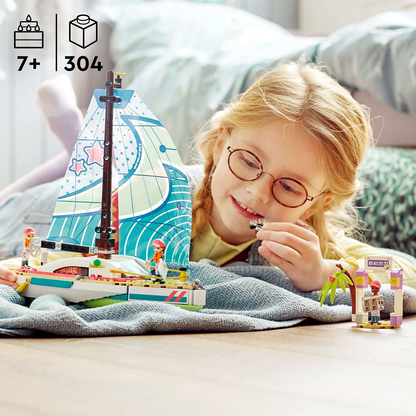 LEGO Friends Stephanie's Sailing Adventure Toy Boat Set 41716, Sailboat Building Toy with Island, Drone, and 3 Mini Figures, Creative Sailing Gift for Kids, Girls, Boys Age 7+ Years Old