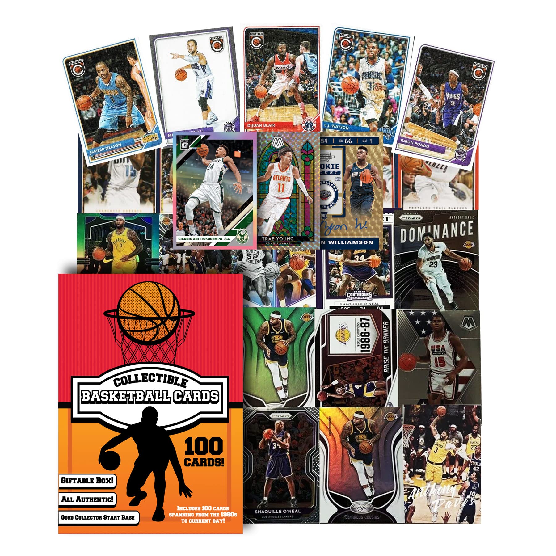 Assorted Set of 100 Basketball Trading Cards - All New Condition Cards - Perfect Starter Set for Kids, Adults, & Collectors - Potential Superstar and Hall of Fame Cards Available - Retail Packaging