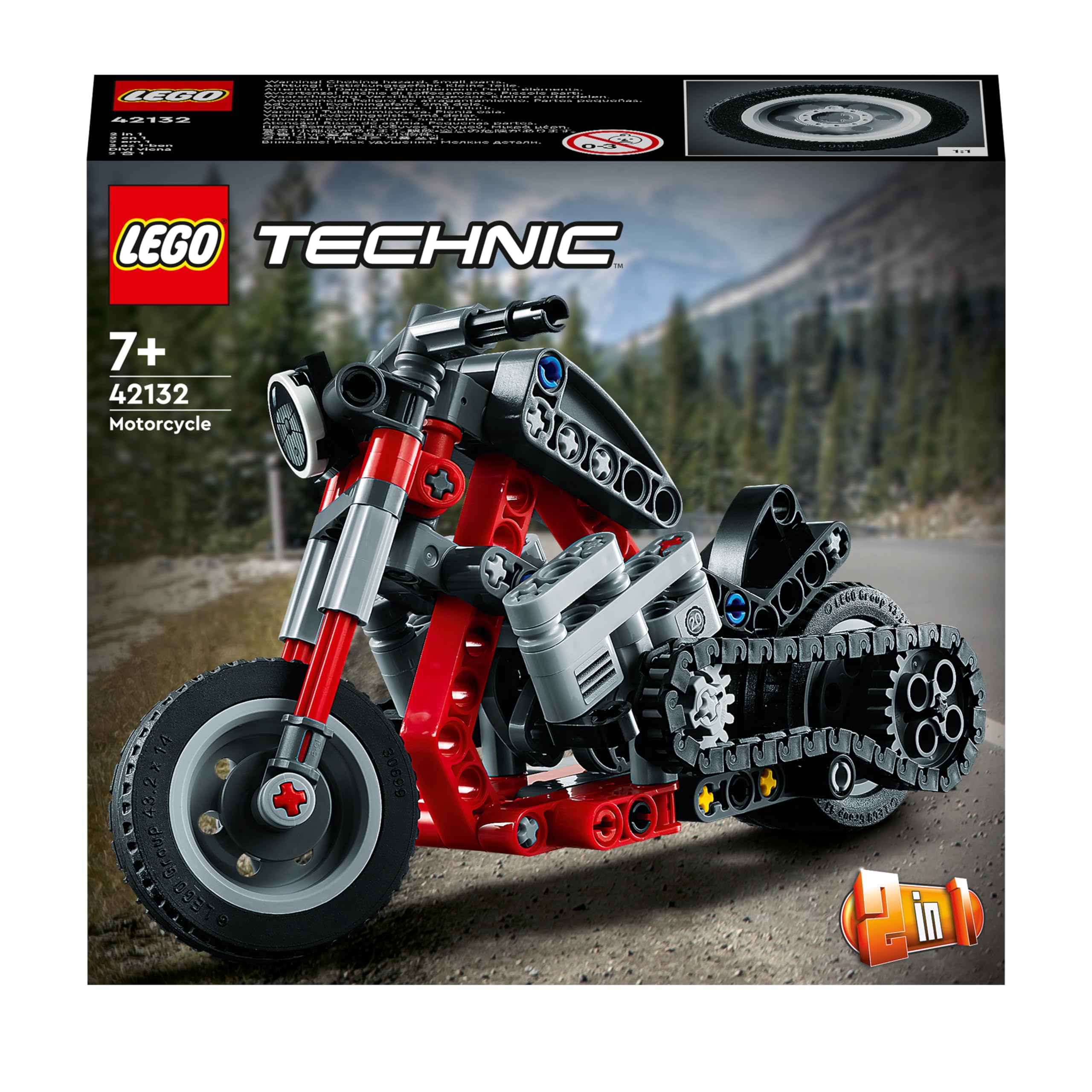 Lego Technic Motorcycle 42132 Model Building Kit; Give Kids a Treat with This Motorcycle Model; 2-in-1 Toy for Kids Aged 7+ (163 Pieces)