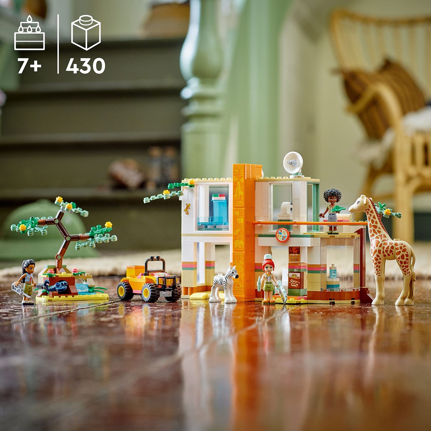 LEGO Friends Mia's Wildlife Rescue Toy 41717 with Zebra and Giraffe Safari Animal Figures Plus 3 Mini Dolls, Birthday Gift Idea for Kids, Girls & Boys Age 7 Plus Years Old