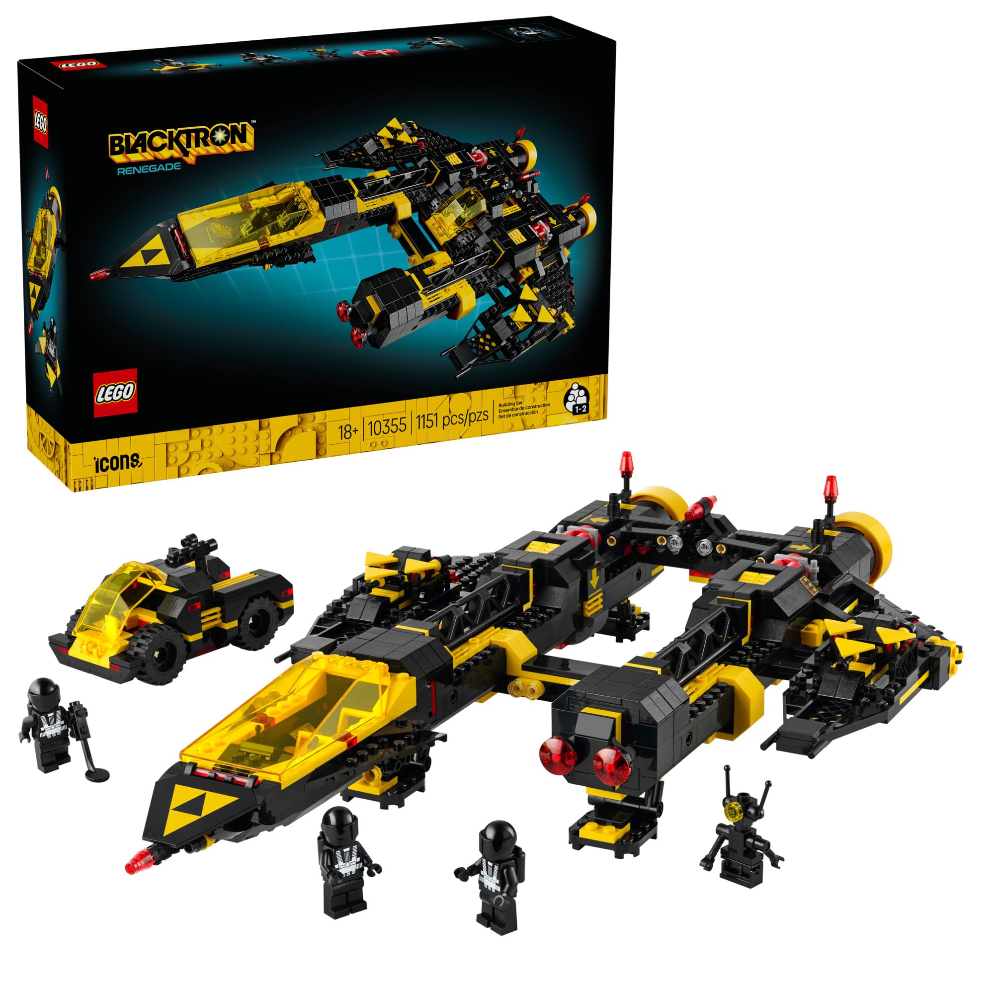 LEGO Icons Blacktron Renegade - DIY Kit for Adults 18+ - Building Blocks for Men and Women - Collectible Set for Adult Fans - Creative Gift Idea for Birthdays - 10355