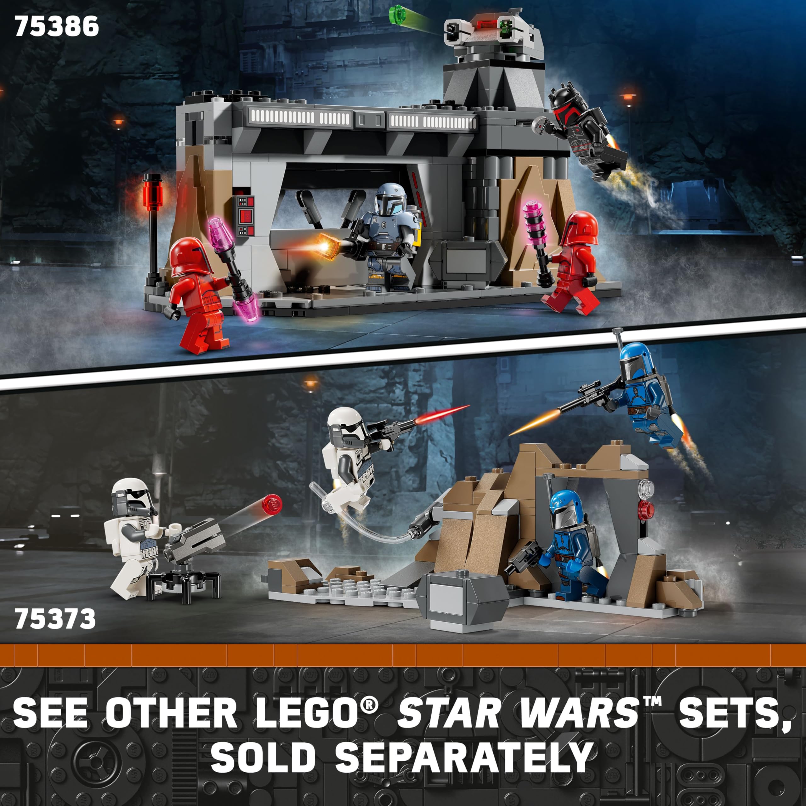LEGO Star Wars: The Mandalorian Paz Vizsla and Moff Gideon Battle, Fun Building Set for Kids, Collectible Star Wars Toy with 4 Minifigures, Birthday Gift for 7 Year Old Boys and Girls, 75386