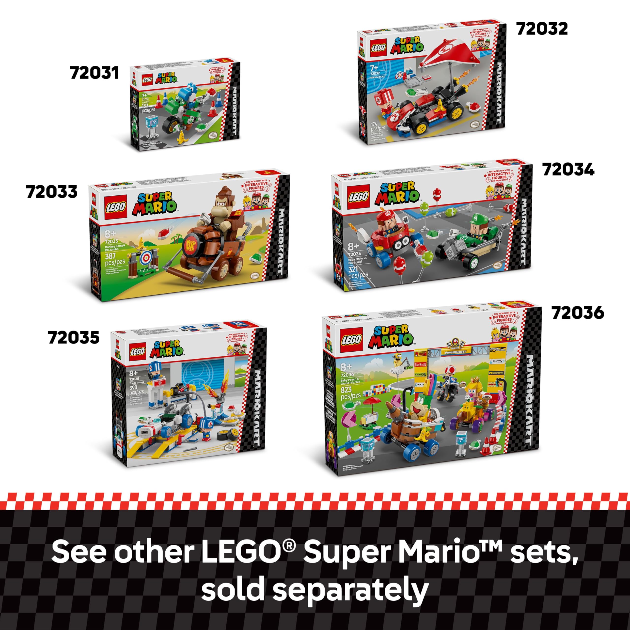LEGO Super Mario: Mario Kart Baby Mario vs. Baby Luigi - Collectible Toy Building Set for Kids, Boys and Girls, Ages 8+ - Nintendo Toy for Fans - Gift Idea for Birthdays - 72034