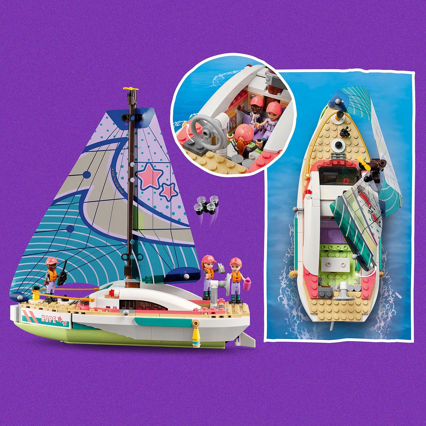 LEGO Friends Stephanie's Sailing Adventure Toy Boat Set 41716, Sailboat Building Toy with Island, Drone, and 3 Mini Figures, Creative Sailing Gift for Kids, Girls, Boys Age 7+ Years Old