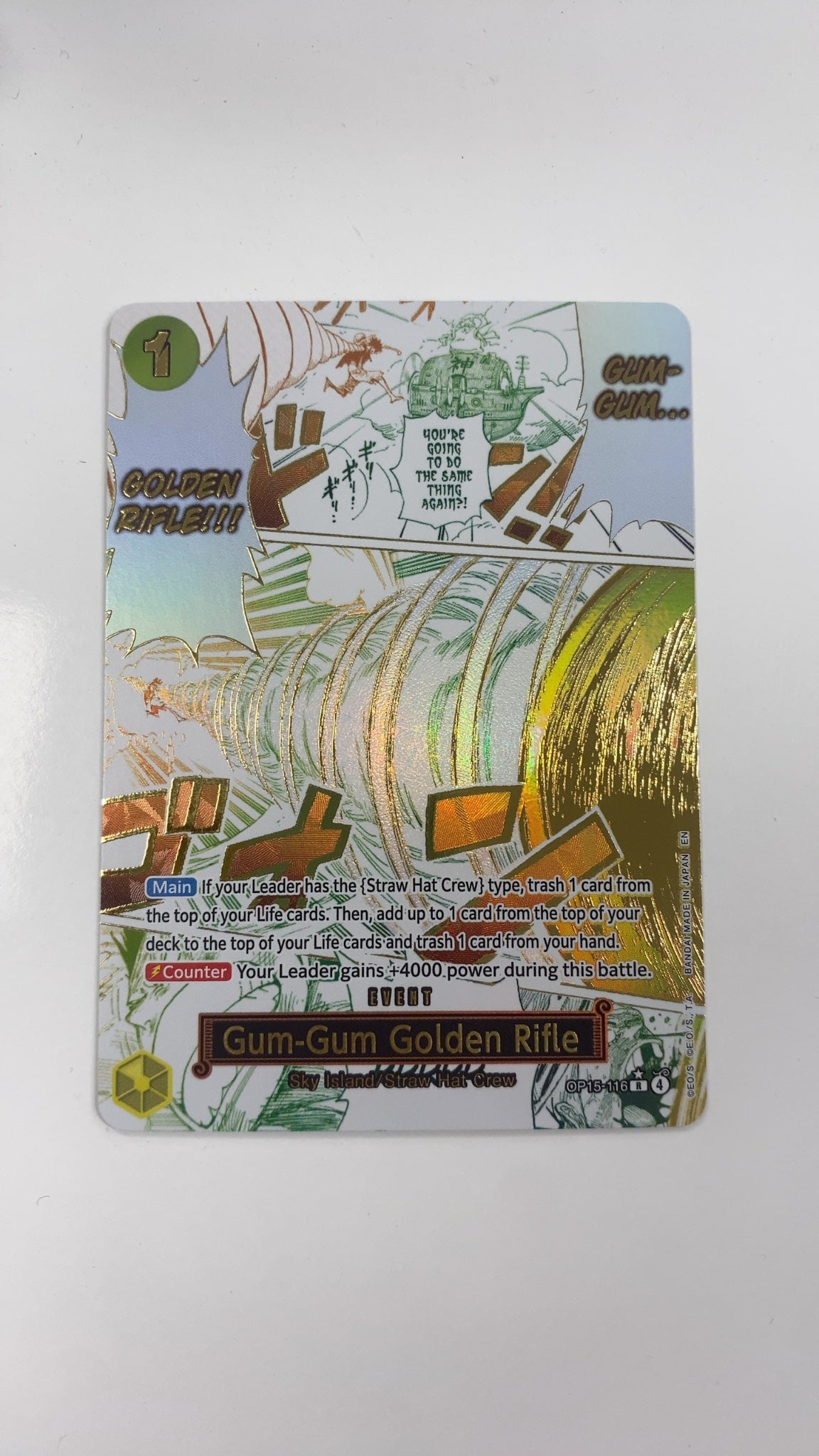 Gum-Gum Golden Rifle [Alternate Art] OP15-116 - One Piece Adventure on Kami's Island (Near Mint) — trade-in photo