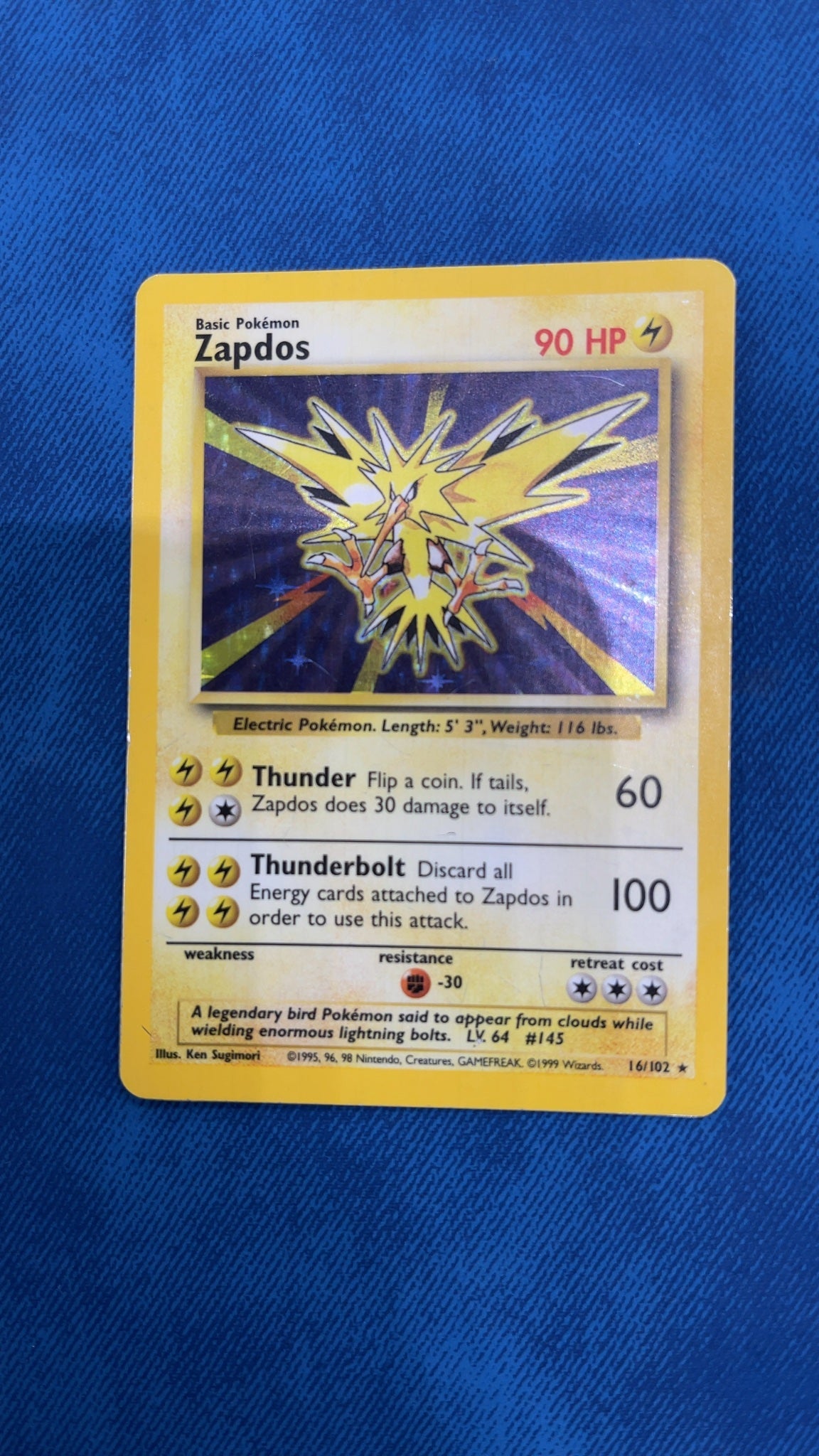 Zapdos - Pokemon Base Set 16 (Moderately Played) — trade-in photo