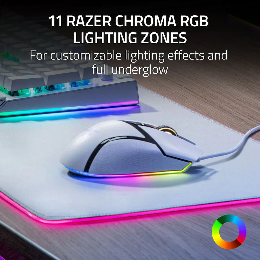 Razer - Basilisk V3 Optical Gaming Mouse with Chroma RBG Lighting - Wired - White